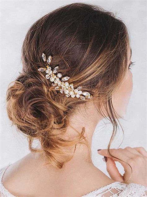 Unicra Bride Wedding Hair Combs Pearl Hair Piece Crystal Headpiece