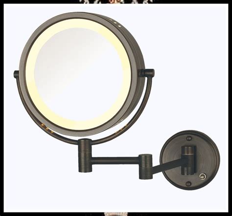 Jerdon Two-Sided Wall-Mounted Makeup Mirror with Lights - Direct Wire Lighted Mirror with 8X ...