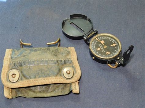 Wwii Us Army Or Usmc Lensatic Or Marching Compass In Pouch Gurley A Ebay