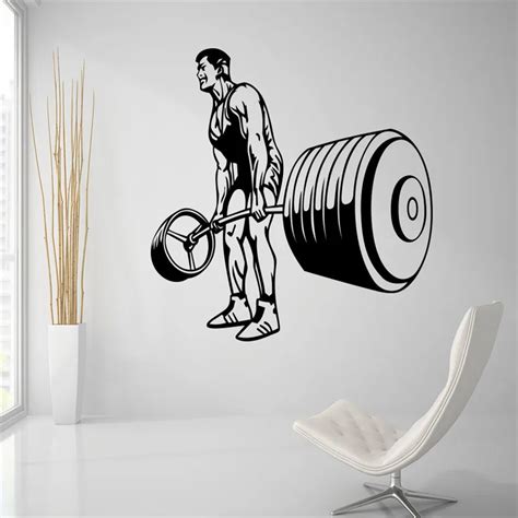 Fitness Gym Wall Decal Body Building Athletic Sports Vinyl Wall Sticker