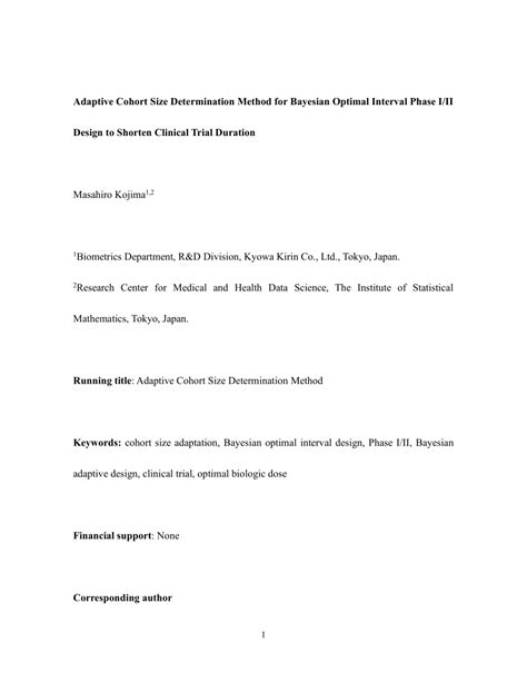 PDF Adaptive Cohort Size Determination Method For Bayesian Optimal