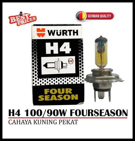 Jual SIP Bohlam Lampu Halogen WURTH H4 12v 100 90w Fourseason Kuning