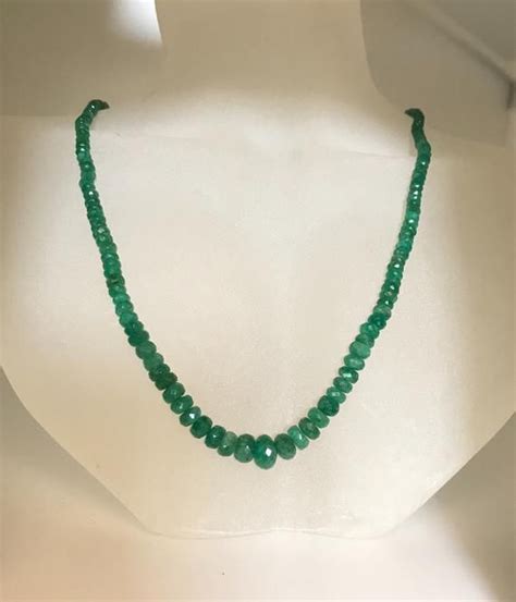 Natural Emerald Faceted Beads 14 K Gold Clasp 17 And 1 2 Etsy