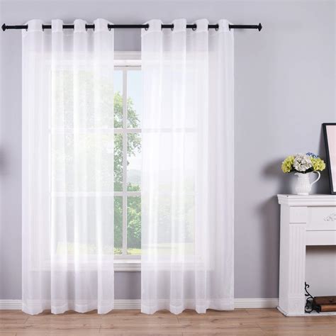 Buy White Sheer Curtains Inches Long Set Panels Grommet Pair Faux