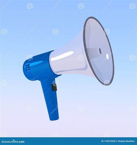 Megaphone Blue With A White Bullhorn Loudspeaker Isolated On A Blue Sky Background Vector