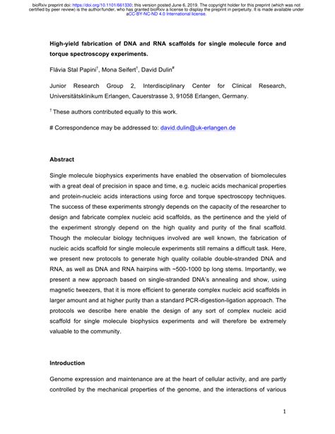 Pdf High Yield Fabrication Of Dna And Rna Scaffolds For Single