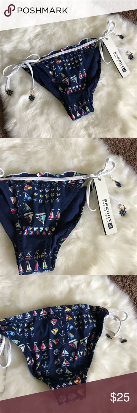 Sperry Sail Boat Print Tie Up Bikini Bottoms