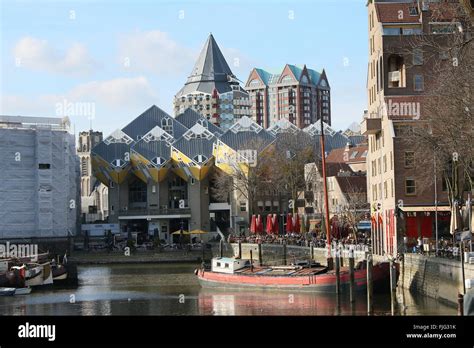 Oudehaven Old Harbour Rotterdam Netherlands In Background Cube