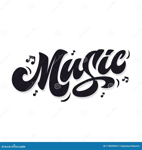 Music Lettering Inscription With Musical Notes Hand Drawn Musical