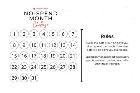 No Spend Challenge Printable