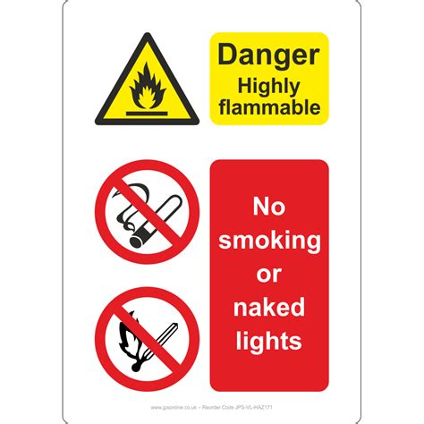 Danger Highly Flammableno Smoking Or Naked Lights Sign Jps Online Ltd