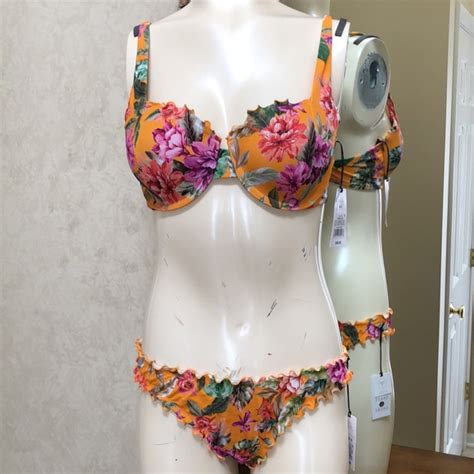 Shade Shore Swim New Womens Piece Bikini Top Is C Bottom M Ruffle Edge Top Bottoms