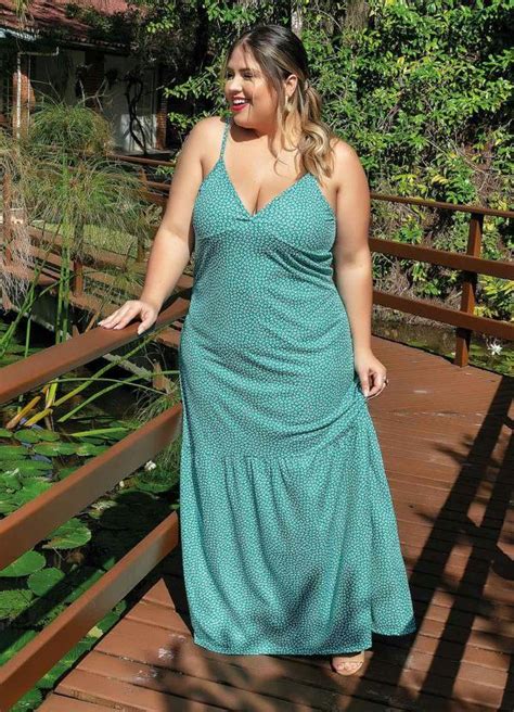 Vestido Longo Floral Verde Babado Plus Size Marguerite