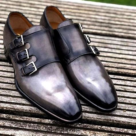 Leather Men’s Classic Double Monk Strap Dress Shoes Monk Strap Shoes Monk Strap Dress Shoes