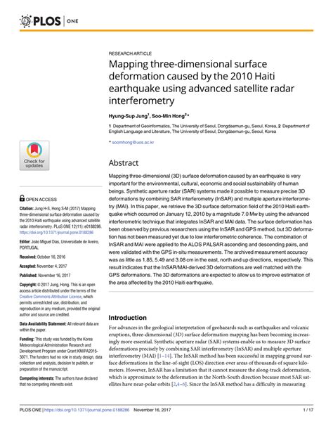 Pdf Mapping Three Dimensional Surface Deformation Caused By The