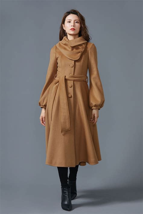 Camel Wool Coat Long Wool Coat Winter Coat Women Etsy