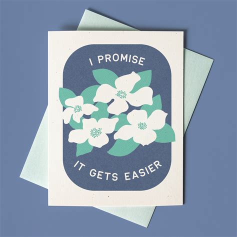 I Promise It Gets Easier Risograph Sympathy Card Bromstad Printing Co