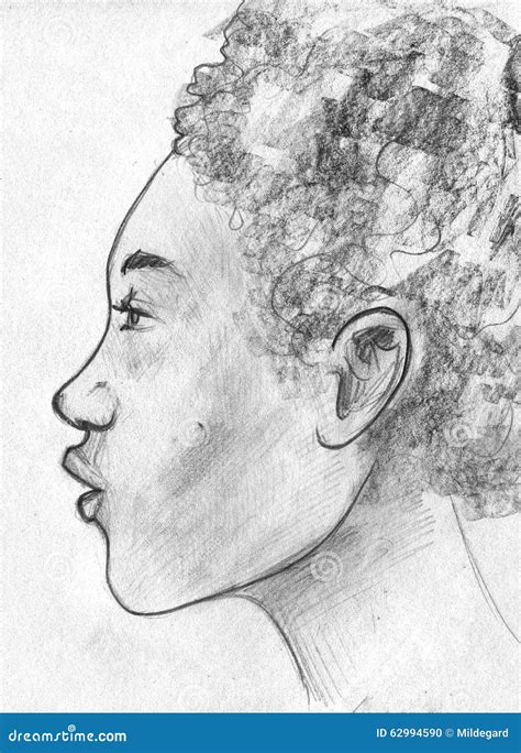 African Girl Pencil Sketch Stock Illustration Image 62994590