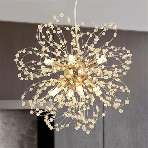 Isamacc Firework Crystal Chandeliers 8 Light Dandelion Gold Chandelier