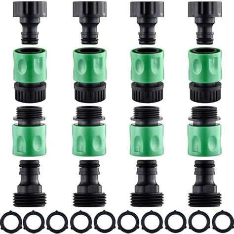 16 Pieces Garden Hose Quick Connector 34 Inch Plastic Water Hose Fittings Male And