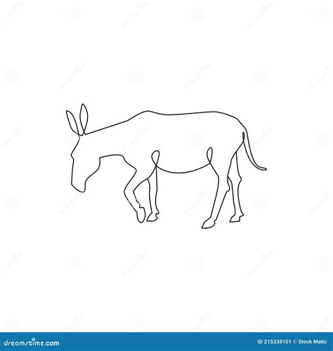 One Line Hand Drawing Donkey Outline Icon Stock Vector - Illustration ...