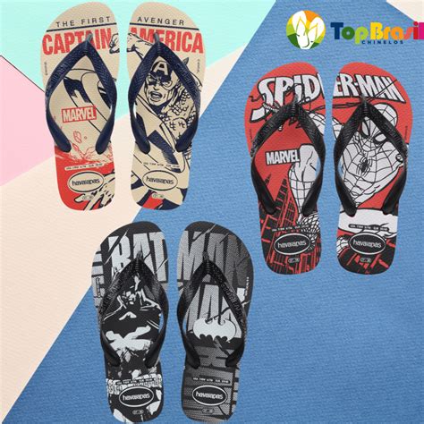 Chinelo Havaianas Top Marvel Logomania E Dc Adulto E Infantil Homem