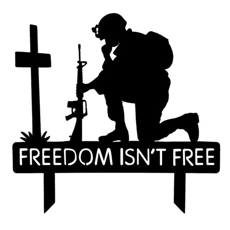 Fallen Soldier Silhouette Metal Garden Stake, Memorial Plaque for