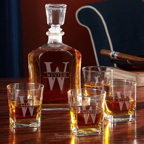 Oakmont Personalized Decanter Set With Whiskey Glasses Bar