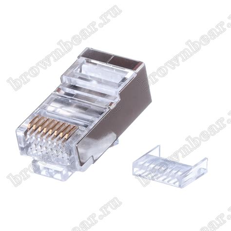Вилка RJ-45, 8P8C кат.5 для одножильного кабеля cо вставкой ...
