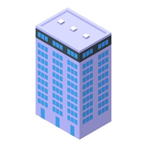 Icono de edificio de varios pisos de la calle vector isométrico bloque