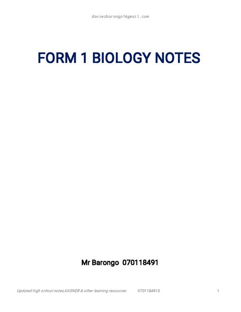 Solution Form 1 Biology Notes 1 Studypool