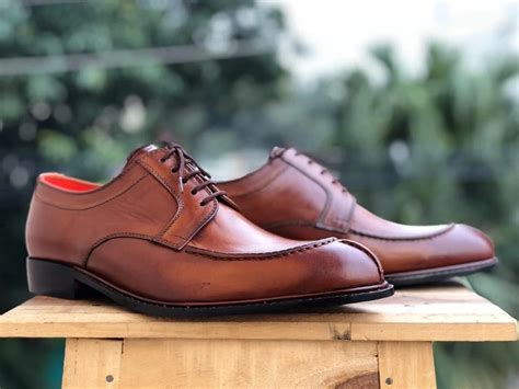 Men's Handmade Brown Leather Split Toe Shoes, Men’s Lace Up Shoes ...