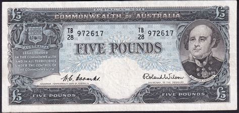 Australia 1954 Five Pound Coombs Wilson Very Fine The Purple Penny