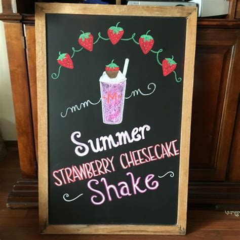 Original Chalk Art By Julie Crews Strawberry Cheesecake Milkshake ️ Chalkboard Wall Art Chalk