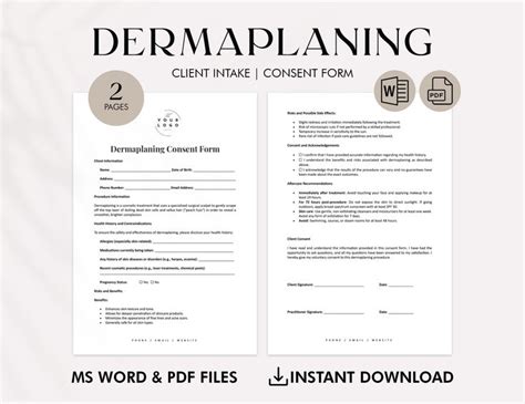 Professional Dermaplaning Consent Form Template Client Intake For