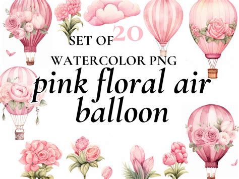 Pink Floral Hot Air Balloon Clipart Pink Floral Png Hot Air Clipart Hot Air Balloon