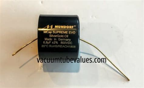 Mundorf MCap 800 VDC SUPREME EVO Silver Gold Oil Cap Capacitor 6 8 Uf