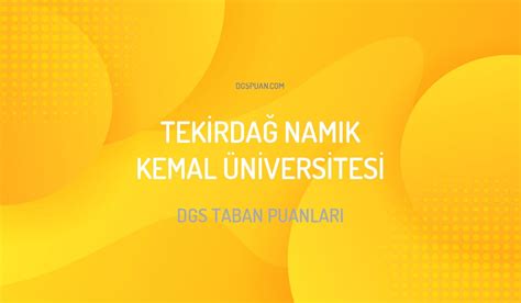 DGS Tekirdağ Namık Kemal Üniversitesi Taban Puanları 2024 DGSPuan