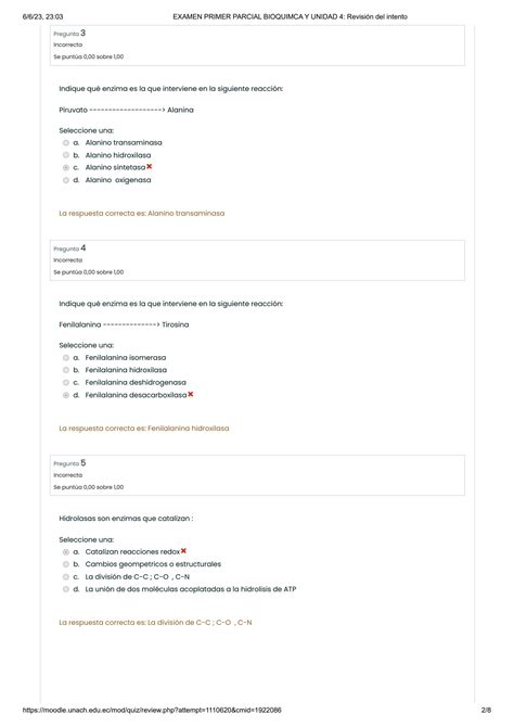 Solution Examen Primer Parcial Bioquimca Y Unidad Revisi N Del