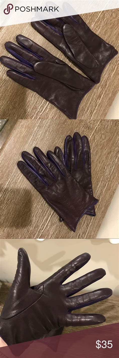 Leather Portolano Gloves Cashmere Lining Leather Purple Leather