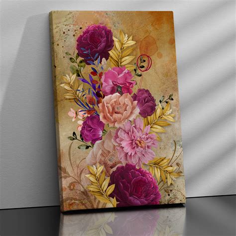 Nature Inspired Beautiful Vibrant Floral Canvas Painting for Wall Deco ...