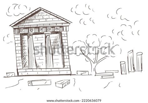 Ancient Rome Architecture Greece Sketch Temple Stock Vector (Royalty ...