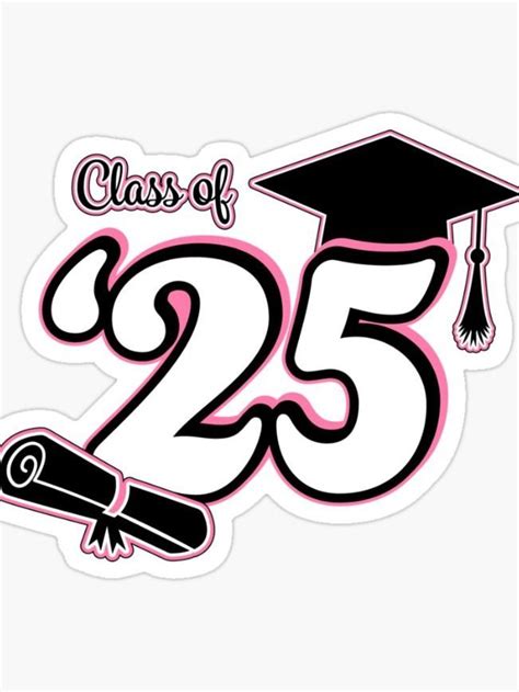 Class Of Graduation Design Pink And Black Sticker For Sale By