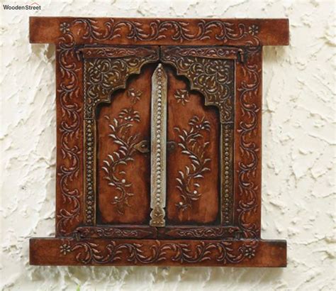 Buy Brown Print Wooden Jharokha At Off Online Wooden Street