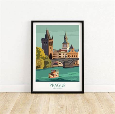 Prague Poster Czech Travel Print Prague Wall Art Prague Vintage