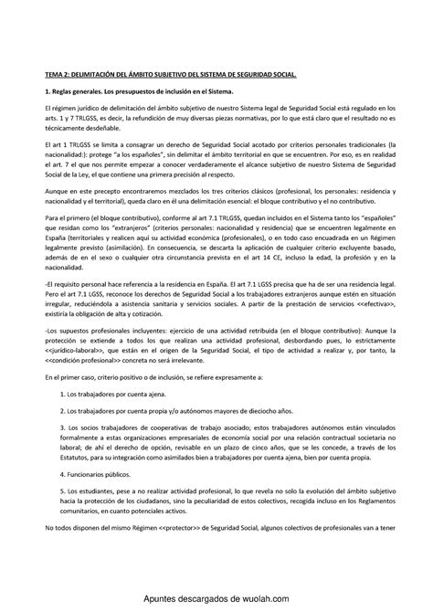 Tema 2 Ss Apuntes Seguridad Social En La Gestión Empresarial