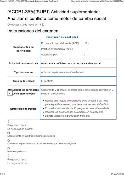 Examen ACDB 1 35 SUP 1 Actividad Suplementaria Analizar El