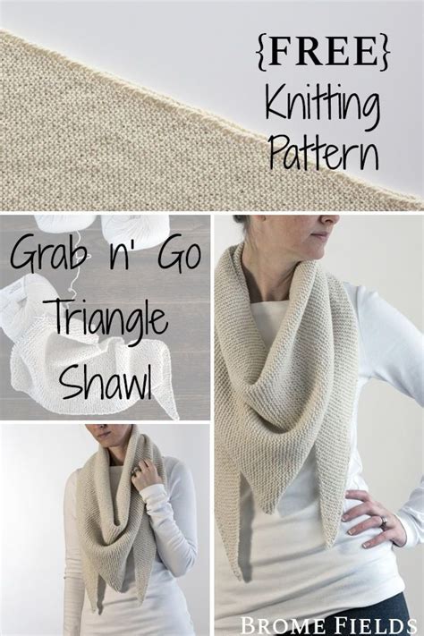 FREE Triangle Shawl Knitting Pattern Grab N Go Brome Fields