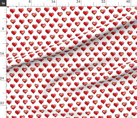 Mended Hearts Fabric Mended Broken Heart By B0rwear Red Etsy