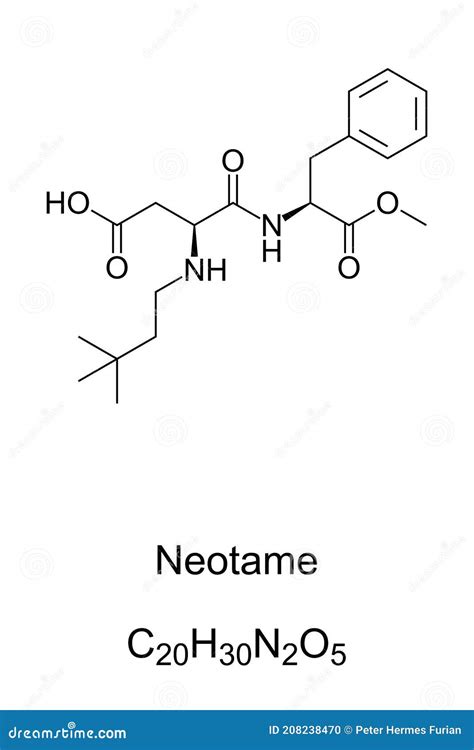 Neotame, Sugar Substitute, Chemical Formula and Skeletal Structure ...